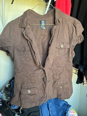 Y2k brown button up top / jacket